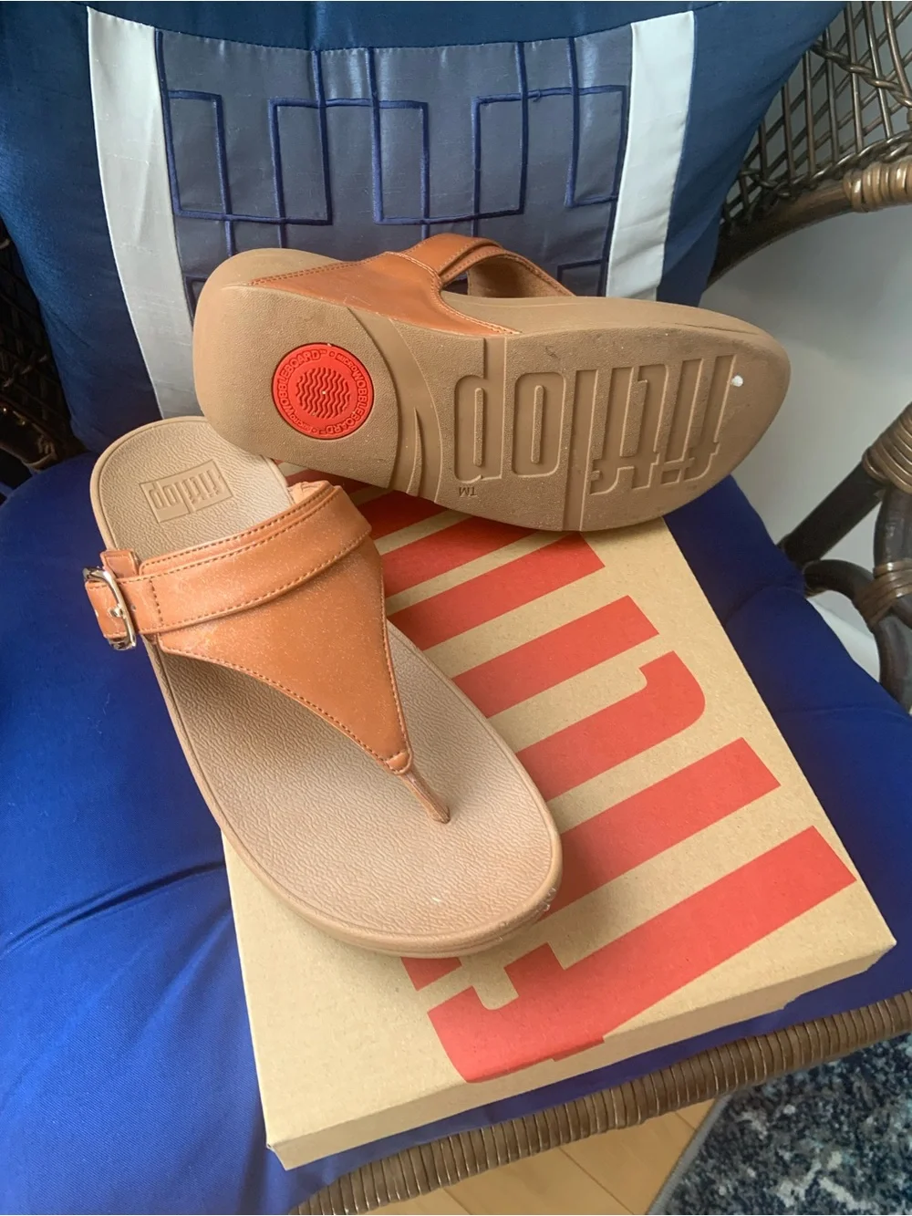 Fitflop Women's Tan Thong Sandals with Buckle Strap